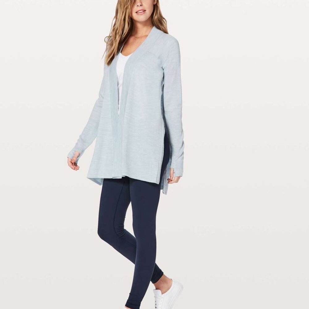 Lululemon Blissful Zen Sweater Size 10 Heathered Starlight Merino Wool LIKE NEW